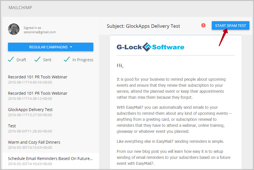 MailChimp Spam Test Inbox Delivery and Spam Filter Testing GlockApps