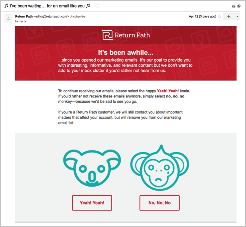Example of a re-subscription email