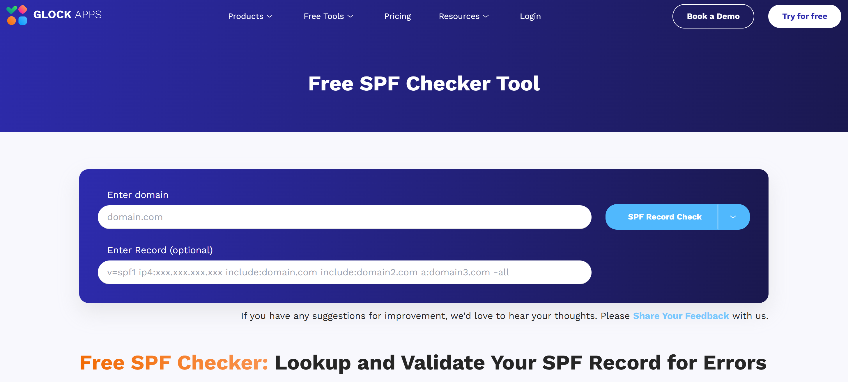 GlockApps Free SPF Checker
